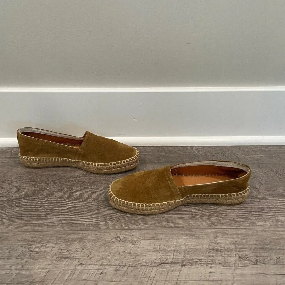 Rag & Bone Espadrilles Flats Womens 7 Brown Edie Embossed‎ Suede